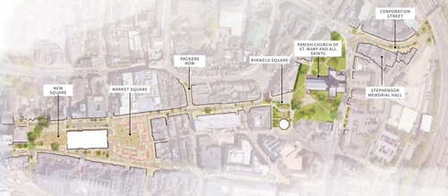 Map of Chesterfield town centre