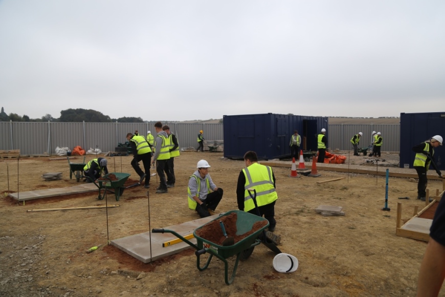 Trainees at the construction skills hub