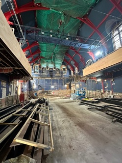 Image shows work in the auditorium where the Circle has been removed